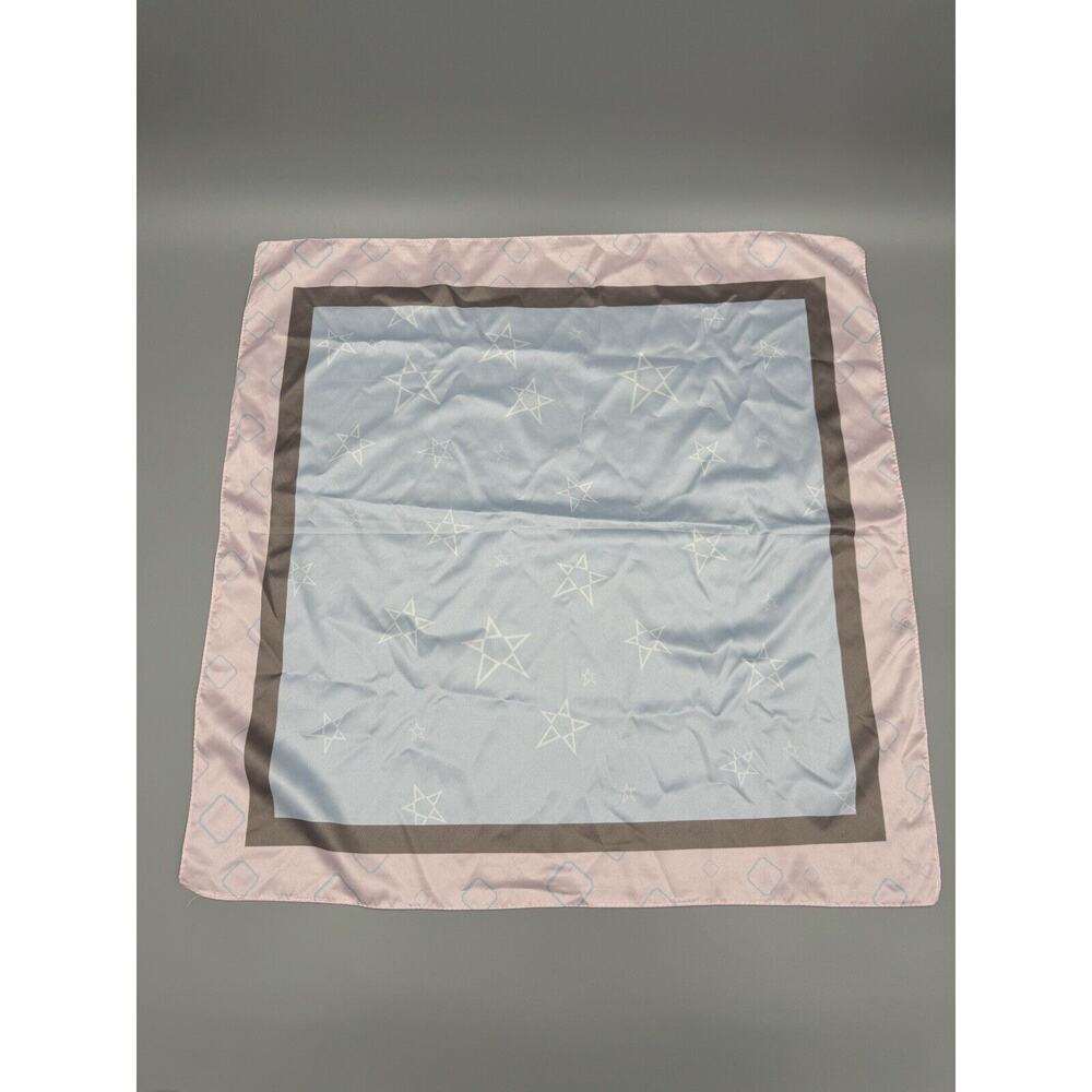 Beautiful NaSoPerfect Square Scarf Pink Blue Brown W/ Stars 26”